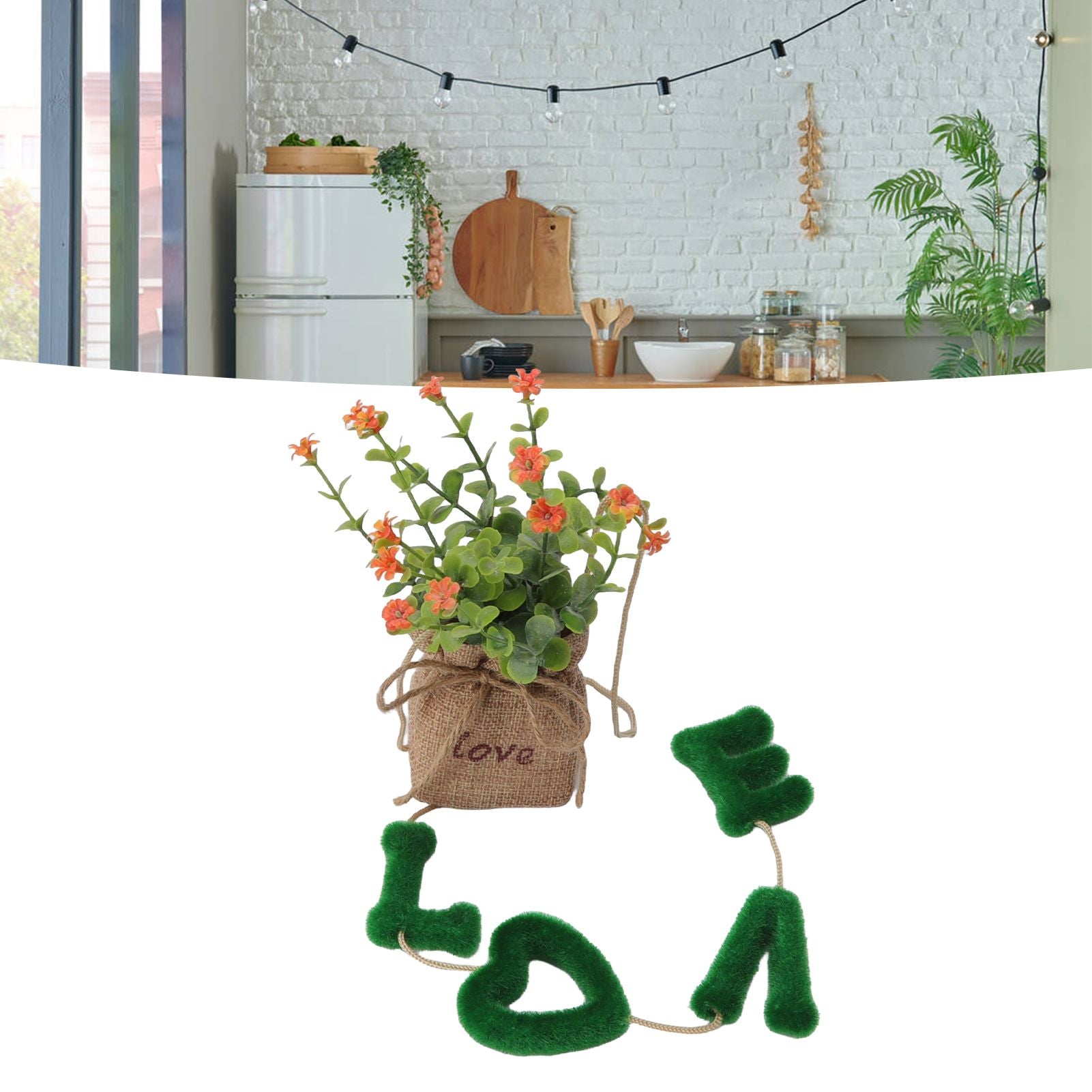 Love Hanging Flower Basket Plastic and Linen Hanging Artificial Flower for Home Wedding V1294-YM3115220102711-0421