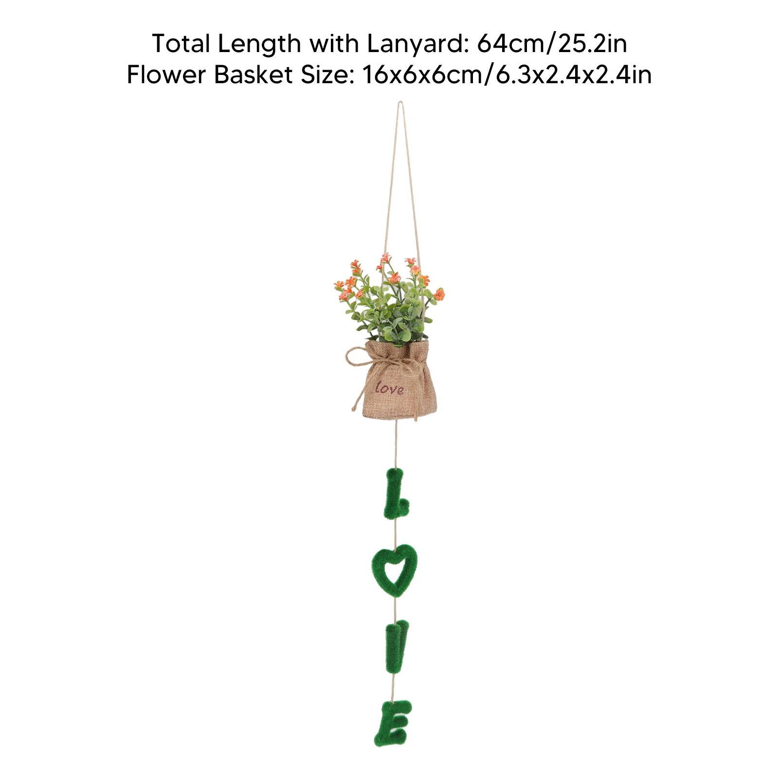 Love Hanging Flower Basket Plastic and Linen Hanging Artificial Flower for Home Wedding V1294-YM3115220102711-0421
