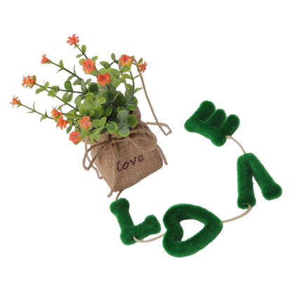 Love Hanging Flower Basket Plastic and Linen Hanging Artificial Flower for Home Wedding V1294-YM3115220102711-0421