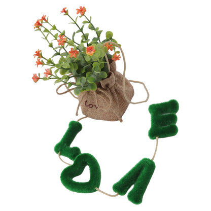 Love Hanging Flower Basket Plastic and Linen Hanging Artificial Flower for Home Wedding V1294-YM3115220102711-0421