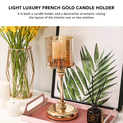 Light Luxury French Candlestick Ornament Table Candle Holder Romantic Candlelight Dinner Decorative Props V1294-YM3115220102811-0421