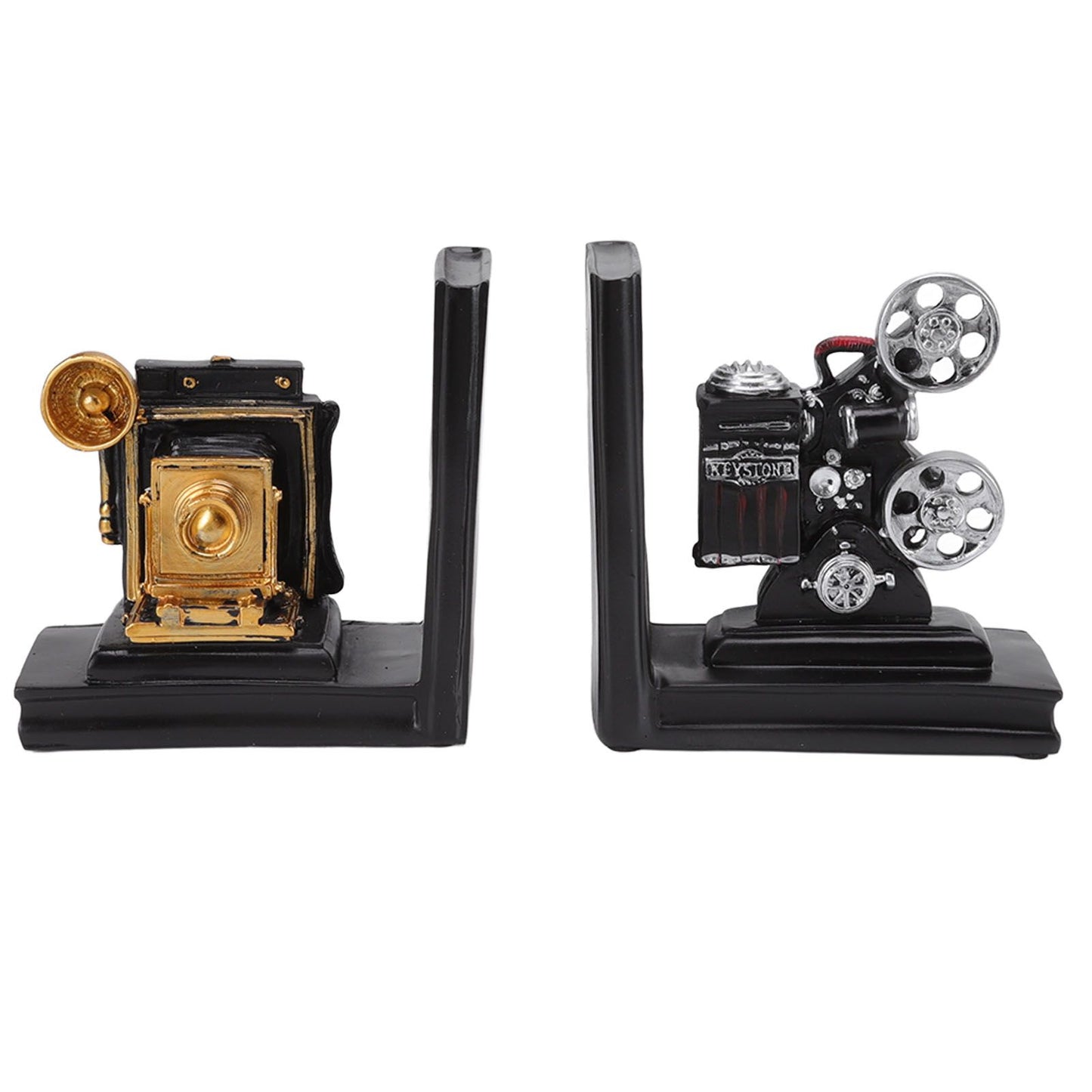 One Pair Shelf Book Ends Movie Projector Designed Resin Bookend Decoration for Study Home Office V1294-YM3115220102911-0421