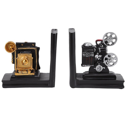 One Pair Shelf Book Ends Movie Projector Designed Resin Bookend Decoration for Study Home Office V1294-YM3115220102911-0421