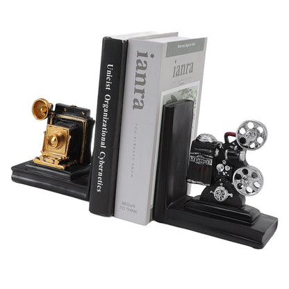 One Pair Shelf Book Ends Movie Projector Designed Resin Bookend Decoration for Study Home Office V1294-YM3115220102911-0421