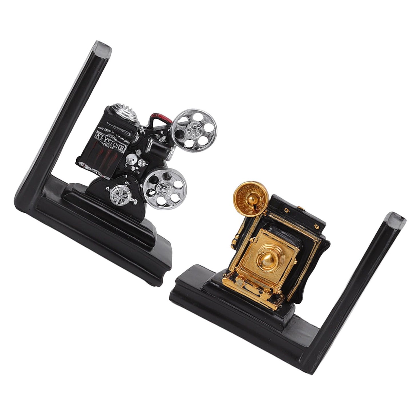 One Pair Shelf Book Ends Movie Projector Designed Resin Bookend Decoration for Study Home Office V1294-YM3115220102911-0421