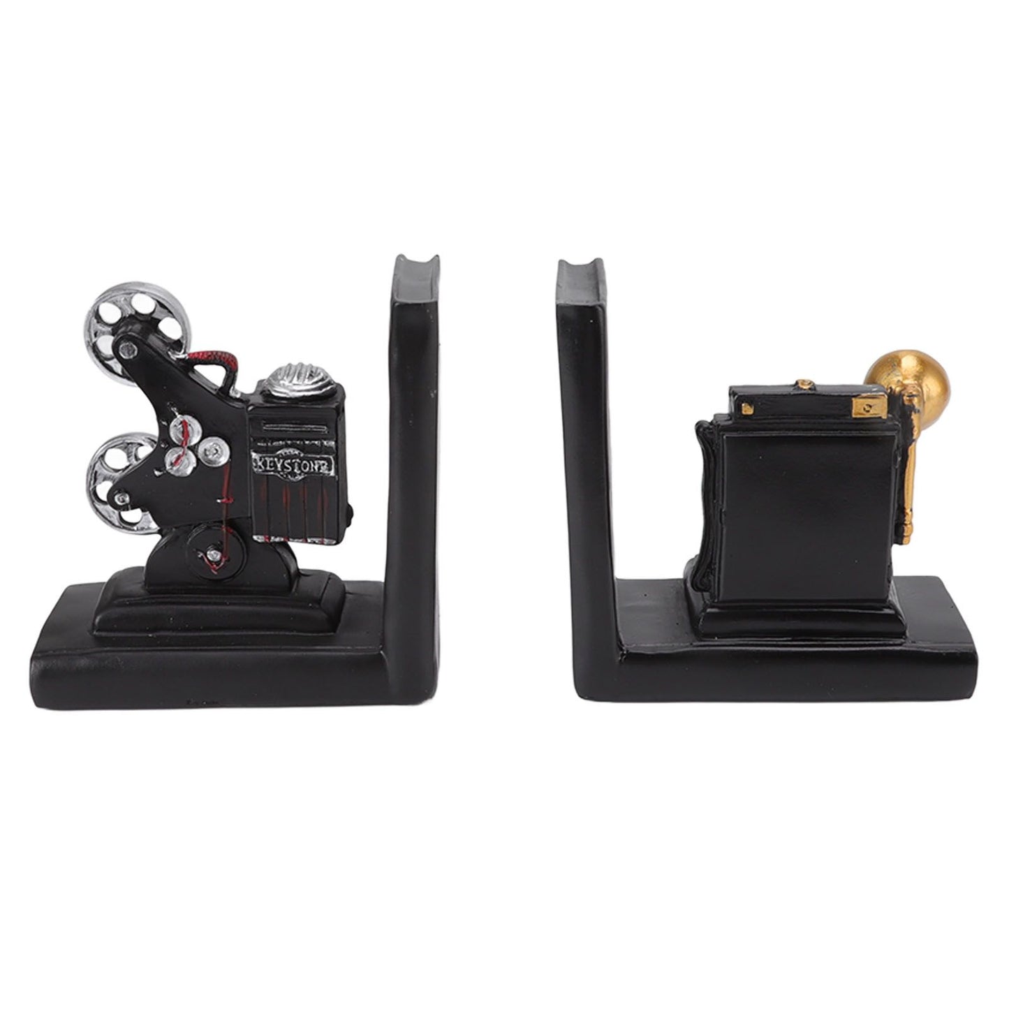 One Pair Shelf Book Ends Movie Projector Designed Resin Bookend Decoration for Study Home Office V1294-YM3115220102911-0421