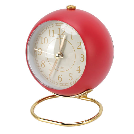 Retro Alarm Clock Silent Decorative Round Ring Base Small Quartz Alarm Clock with Ambient Night Light for V1294-YM3115220104011-0421