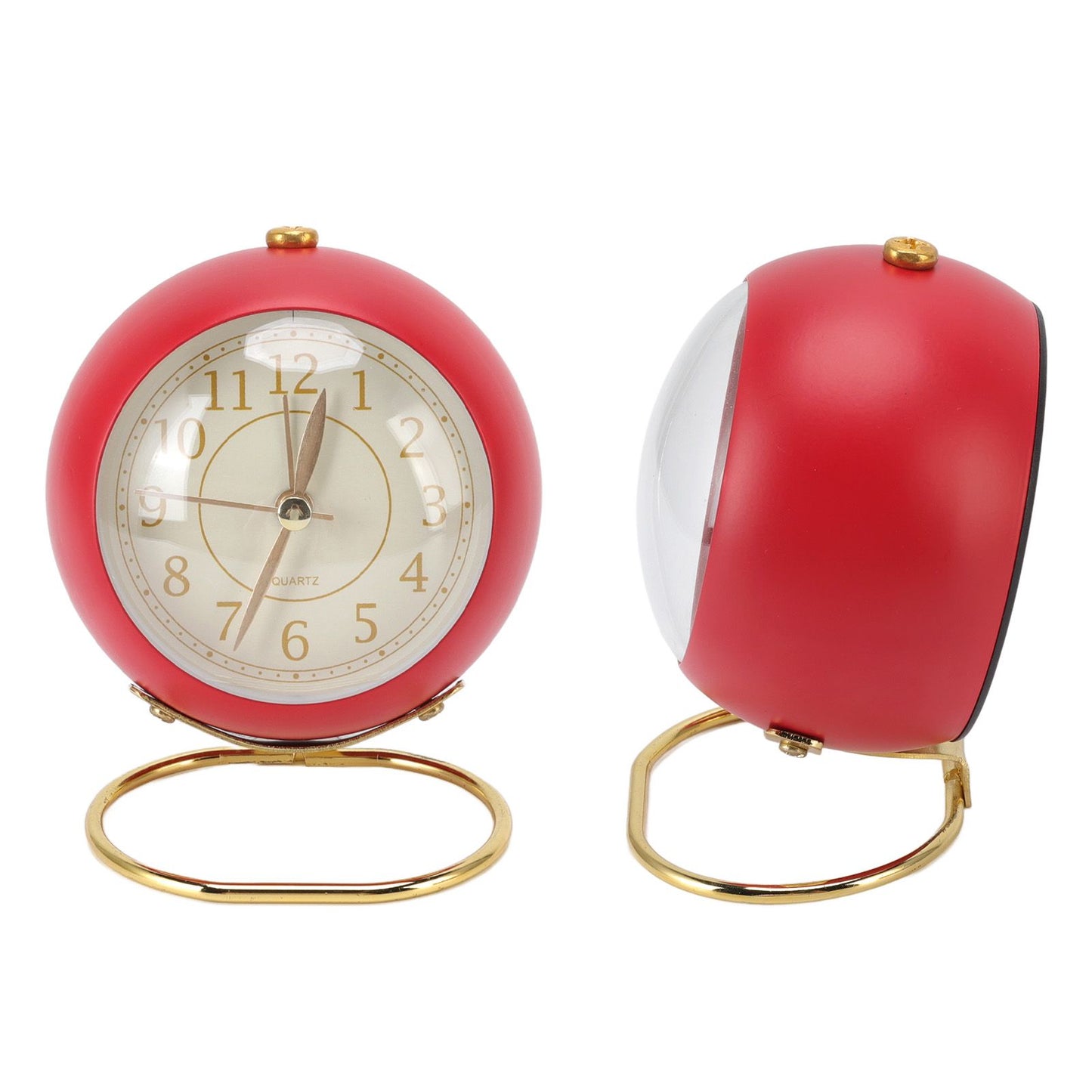 Retro Alarm Clock Silent Decorative Round Ring Base Small Quartz Alarm Clock with Ambient Night Light for V1294-YM3115220104011-0421