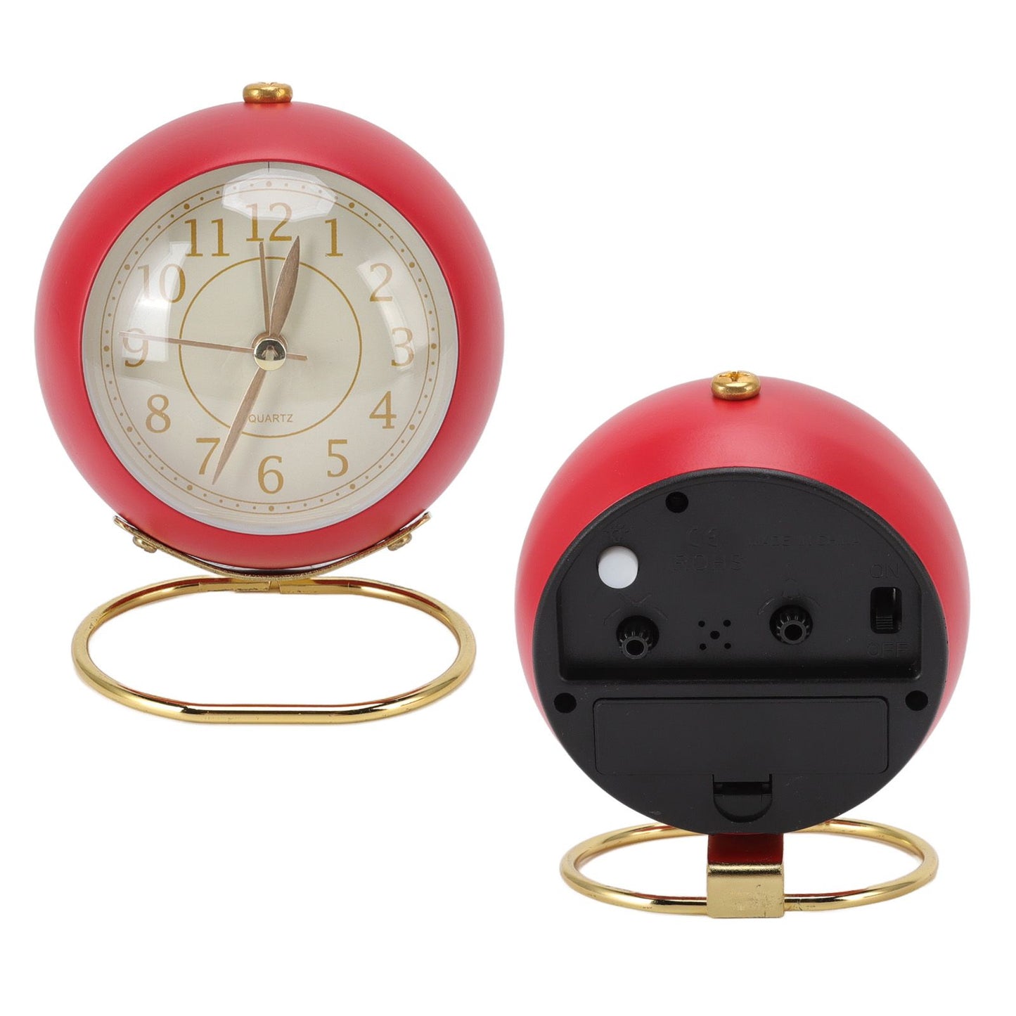 Retro Alarm Clock Silent Decorative Round Ring Base Small Quartz Alarm Clock with Ambient Night Light for V1294-YM3115220104011-0421