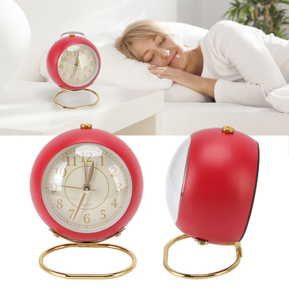 Retro Alarm Clock Silent Decorative Round Ring Base Small Quartz Alarm Clock with Ambient Night Light for V1294-YM3115220104011-0421