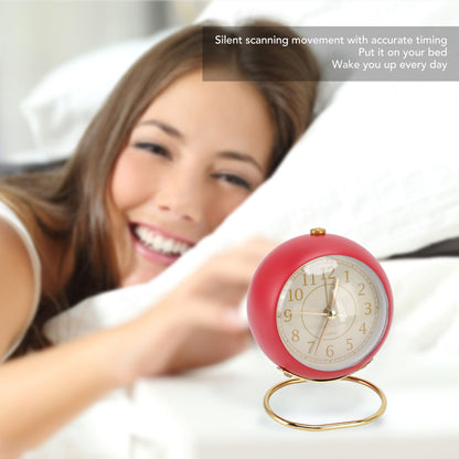 Retro Alarm Clock Silent Decorative Round Ring Base Small Quartz Alarm Clock with Ambient Night Light for V1294-YM3115220104011-0421