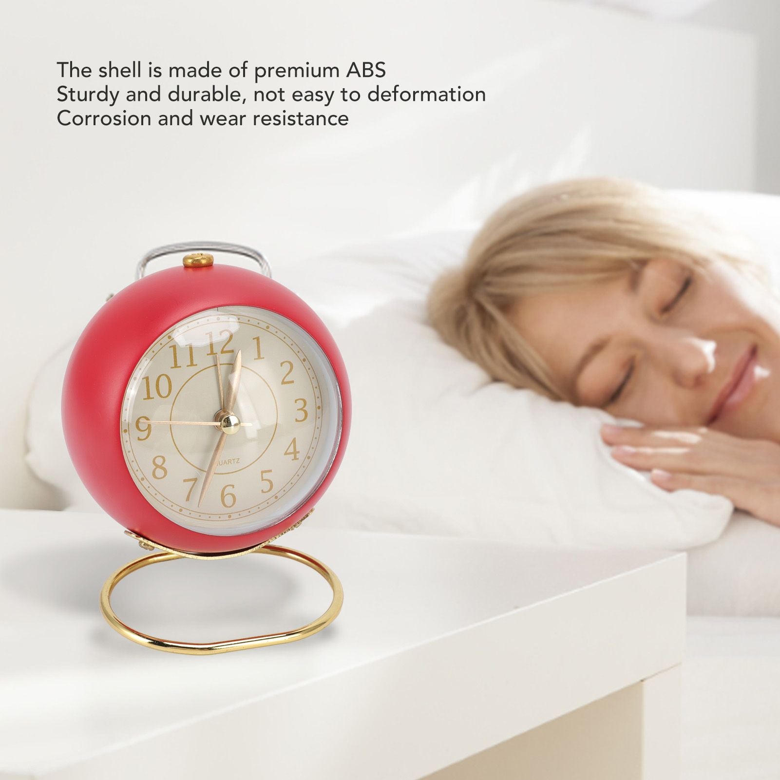 Retro Alarm Clock Silent Decorative Round Ring Base Small Quartz Alarm Clock with Ambient Night Light for V1294-YM3115220104011-0421