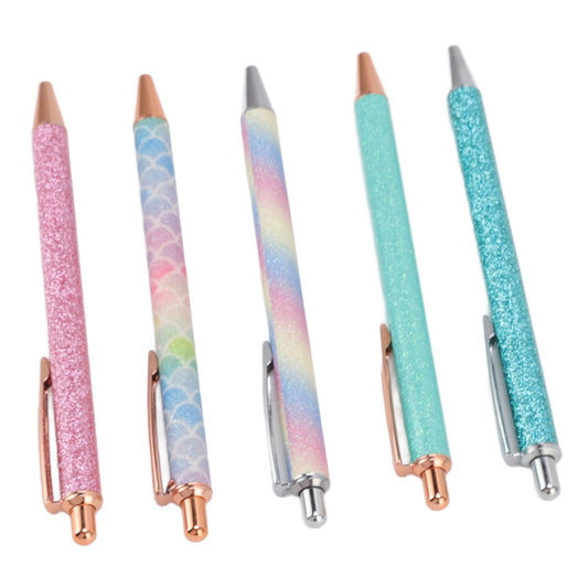 Ballpoint Pens Waterproof Ink Lightweight Portable Plastic Pressing Type Clip Design Writing Ballpoint Pens V1294-YM3115220106211-0421