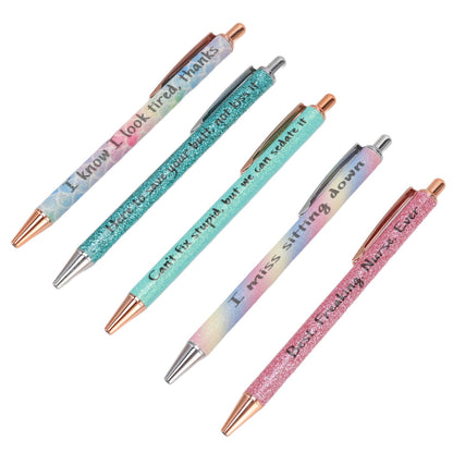 Ballpoint Pens Waterproof Ink Lightweight Portable Plastic Pressing Type Clip Design Writing Ballpoint Pens V1294-YM3115220106211-0421