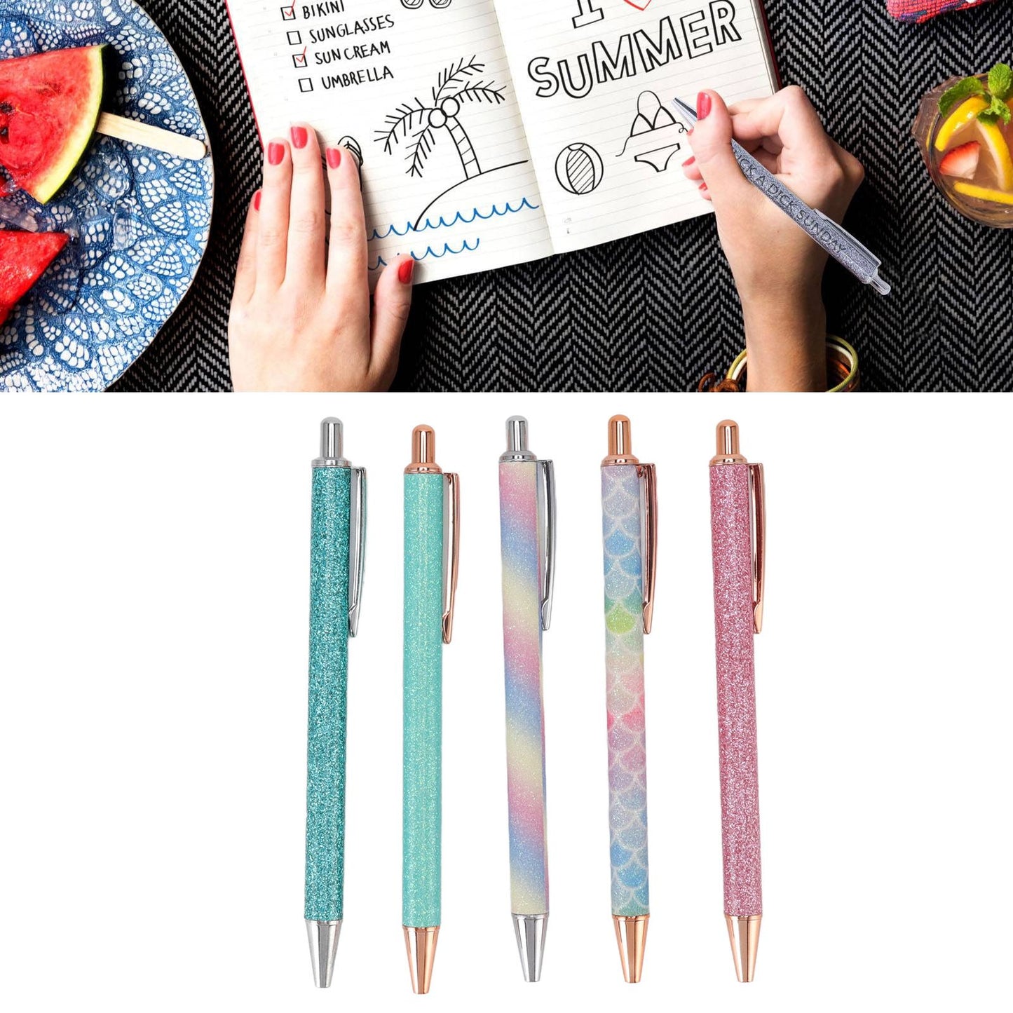 Ballpoint Pens Waterproof Ink Lightweight Portable Plastic Pressing Type Clip Design Writing Ballpoint Pens V1294-YM3115220106211-0421
