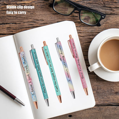 Ballpoint Pens Waterproof Ink Lightweight Portable Plastic Pressing Type Clip Design Writing Ballpoint Pens V1294-YM3115220106211-0421