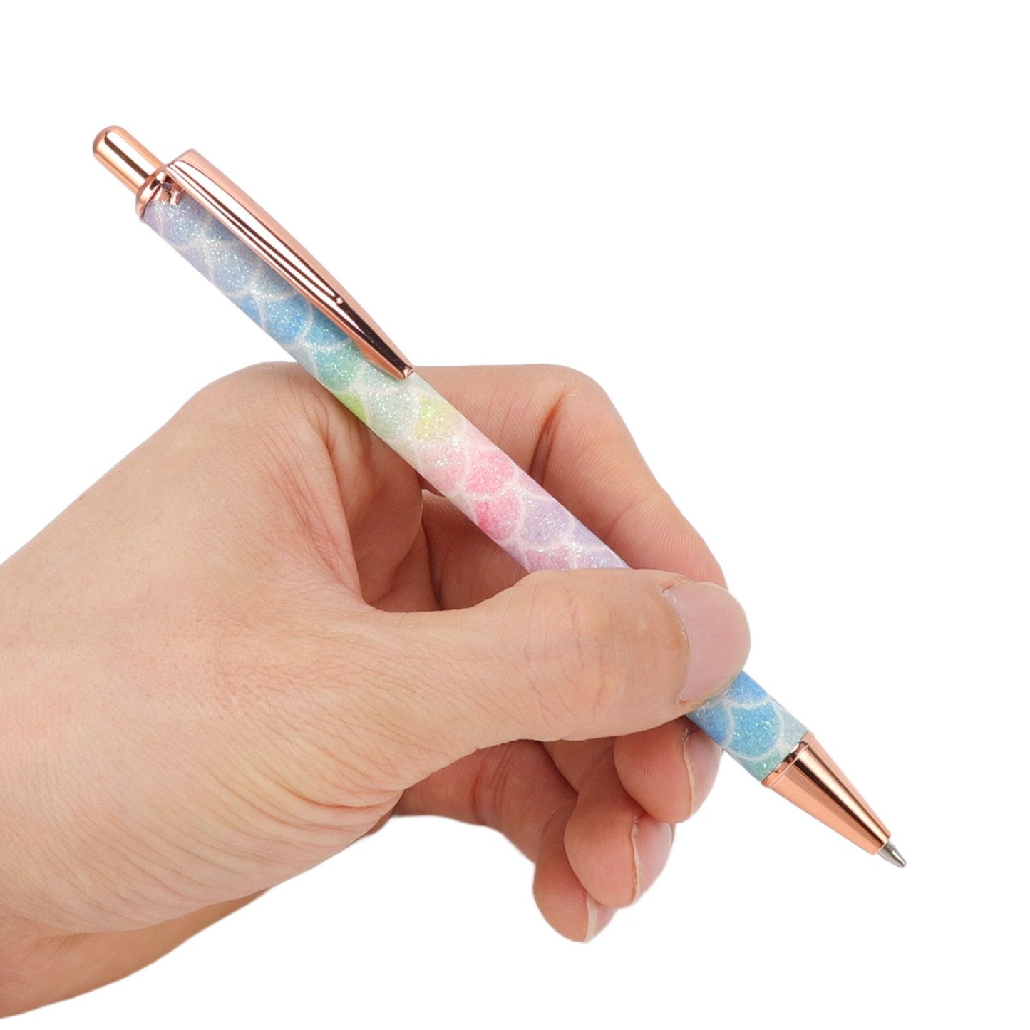 Ballpoint Pens Waterproof Ink Lightweight Portable Plastic Pressing Type Clip Design Writing Ballpoint Pens V1294-YM3115220106211-0421