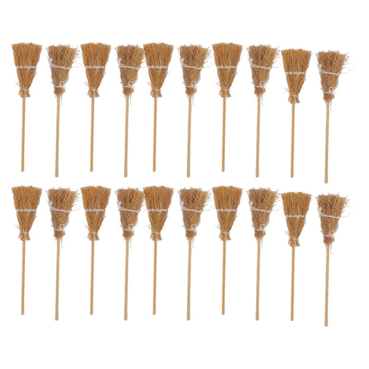 20pcs Mini Witch Broom White Rope Decoration DIY Mini Witch Miniature Witch Broom for Halloween Party Stage V1294-YM3115220106511-0421