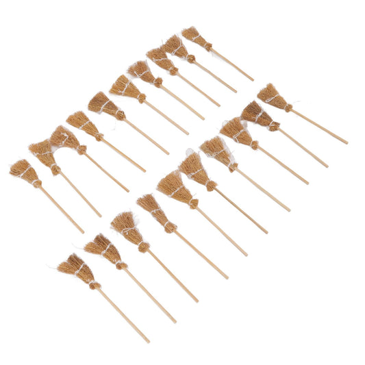 20pcs Mini Witch Broom White Rope Decoration DIY Mini Witch Miniature Witch Broom for Halloween Party Stage V1294-YM3115220106511-0421