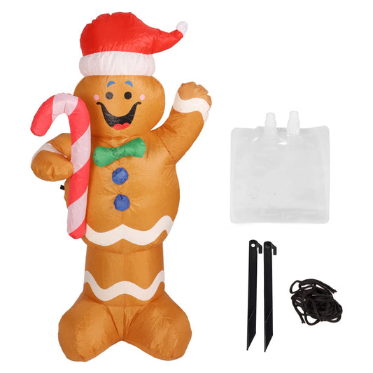 1.5m Height Christmas Inflatables Gingerbread Man with Candy Canes Blow Up Yard Decoration Snowman with LED V1294-YM3115220106714-0421