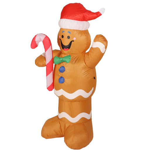 1.5m Height Christmas Inflatables Gingerbread Man with Candy Canes Blow Up Yard Decoration Snowman with LED V1294-YM3115220106714-0421