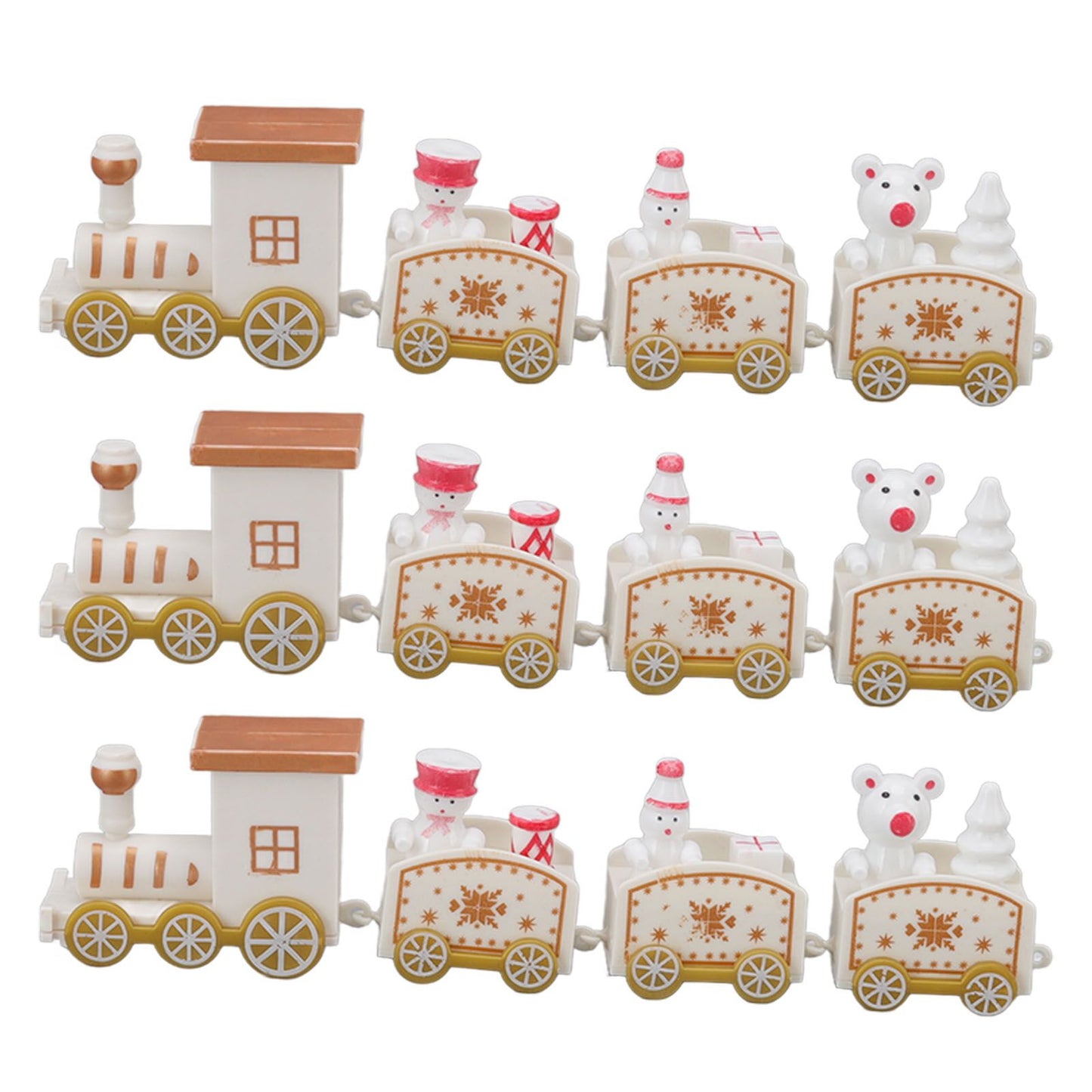3 Sets Small Train Christmas Decorations Exquisite Mini Train Decor Set Christmas Decoration Props White V1294-YM3115220107413-0421