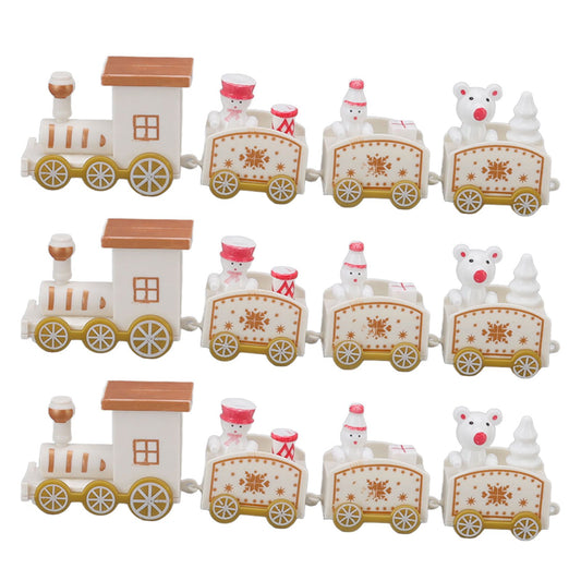 3 Sets Small Train Christmas Decorations Exquisite Mini Train Decor Set Christmas Decoration Props White V1294-YM3115220107413-0421