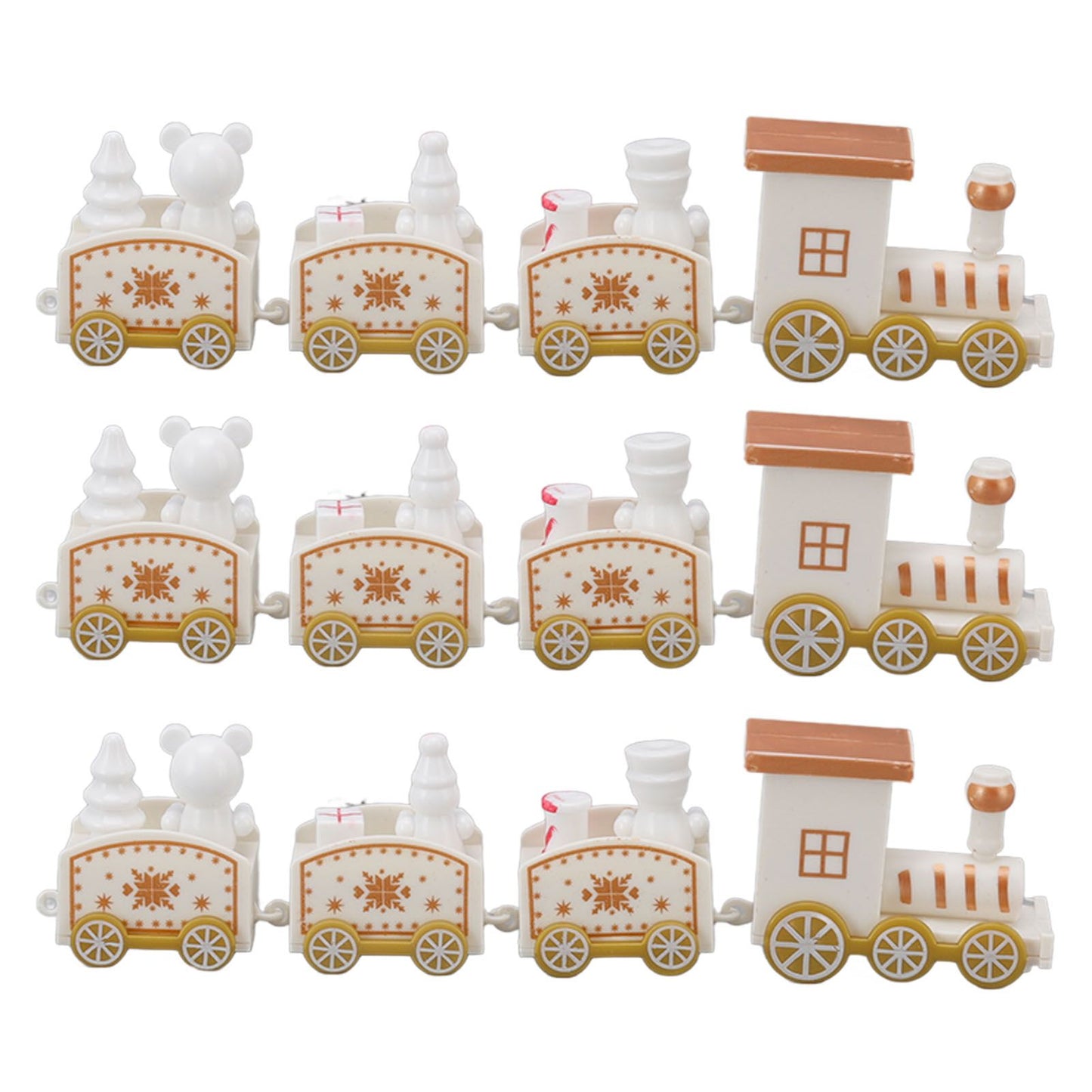 3 Sets Small Train Christmas Decorations Exquisite Mini Train Decor Set Christmas Decoration Props White V1294-YM3115220107413-0421