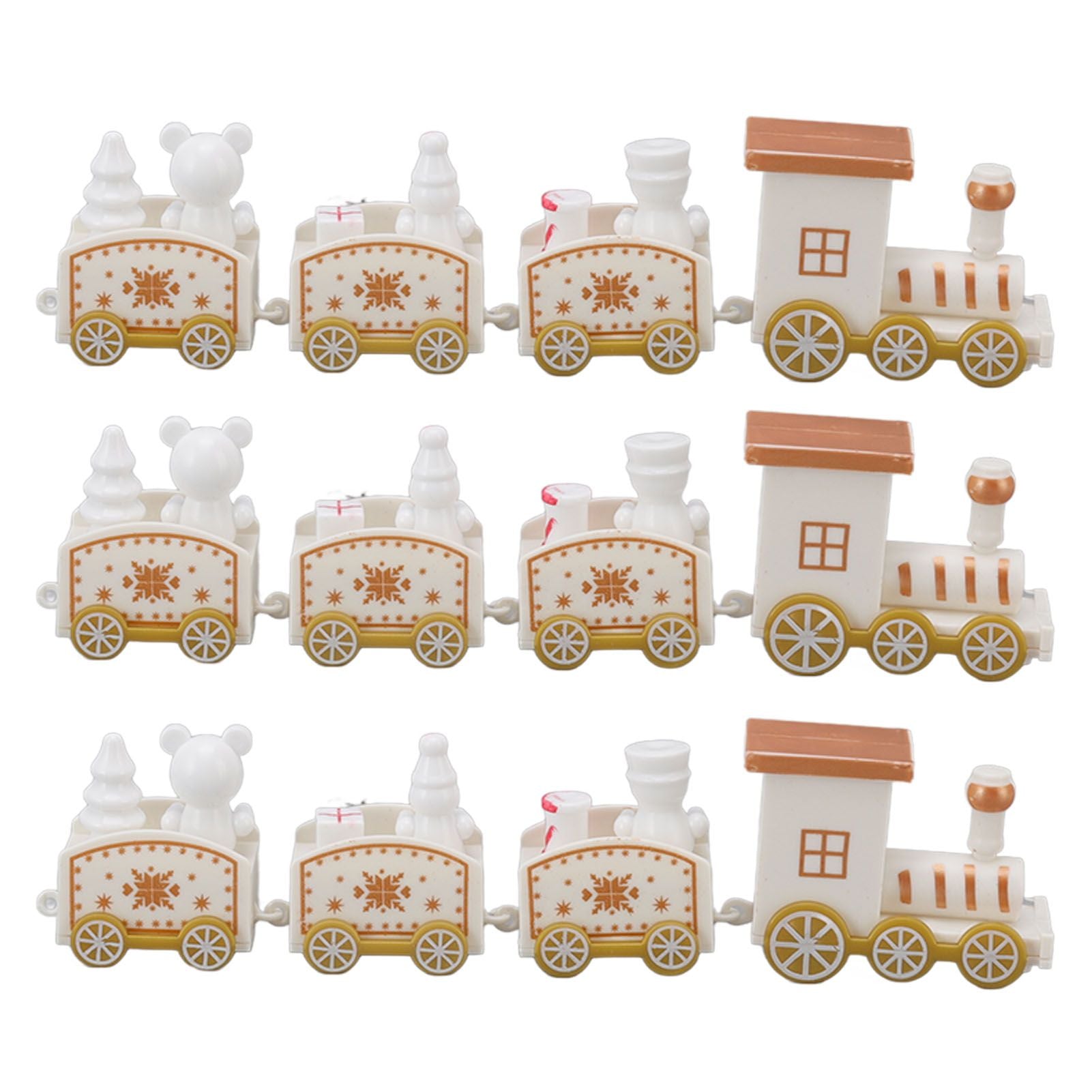 3 Sets Small Train Christmas Decorations Exquisite Mini Train Decor Set Christmas Decoration Props White V1294-YM3115220107413-0421