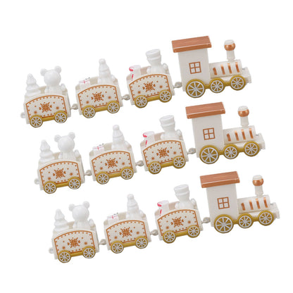 3 Sets Small Train Christmas Decorations Exquisite Mini Train Decor Set Christmas Decoration Props White V1294-YM3115220107413-0421