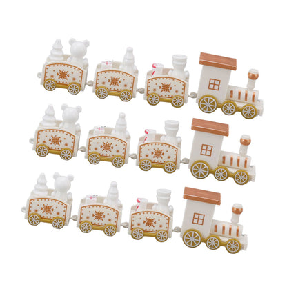 3 Sets Small Train Christmas Decorations Exquisite Mini Train Decor Set Christmas Decoration Props White V1294-YM3115220107413-0421