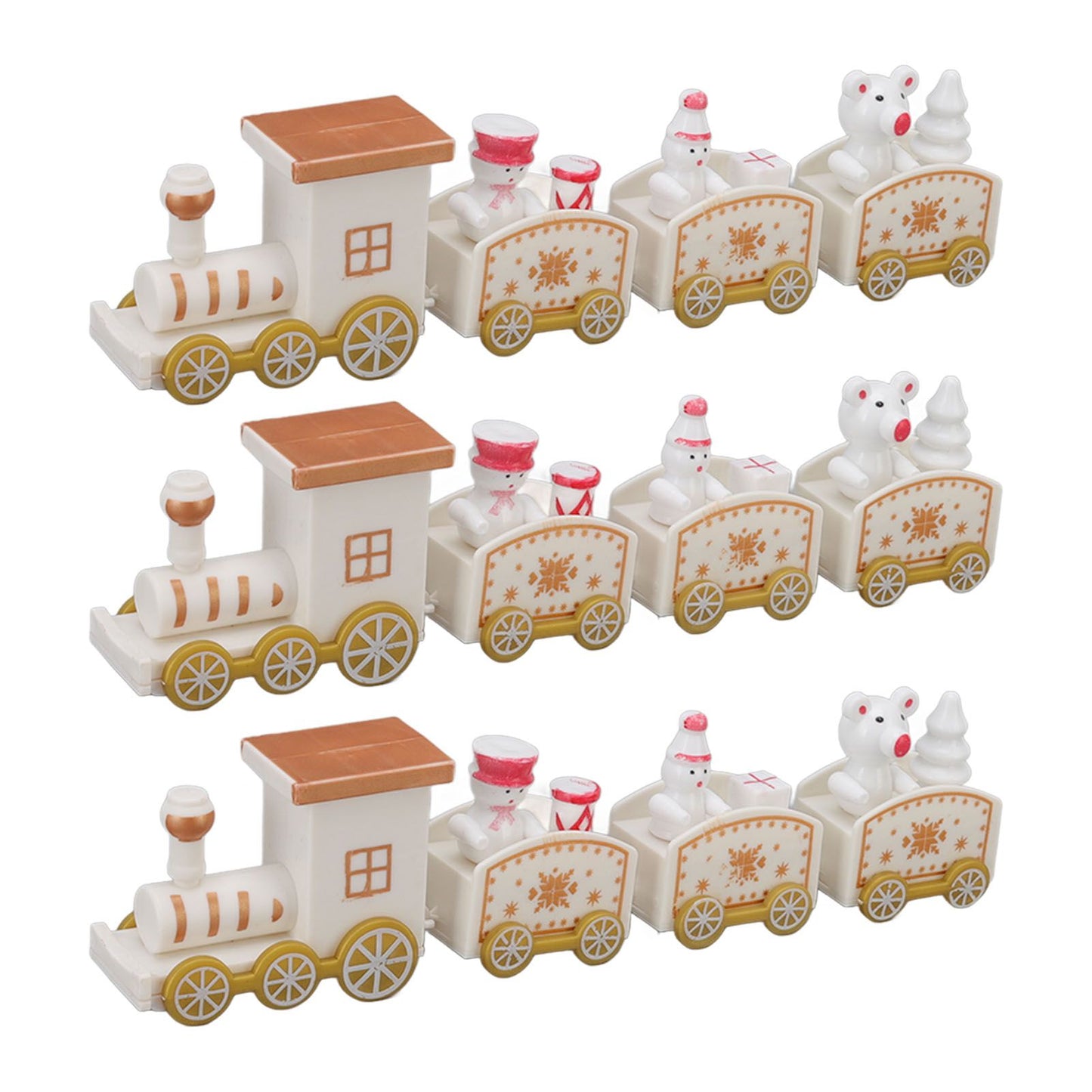 3 Sets Small Train Christmas Decorations Exquisite Mini Train Decor Set Christmas Decoration Props White V1294-YM3115220107413-0421