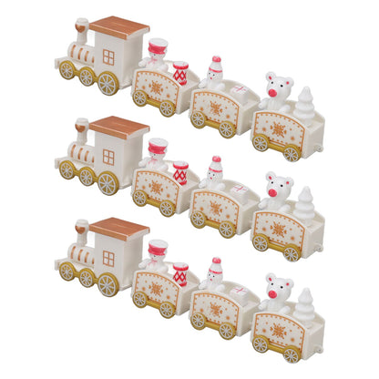 3 Sets Small Train Christmas Decorations Exquisite Mini Train Decor Set Christmas Decoration Props White V1294-YM3115220107413-0421