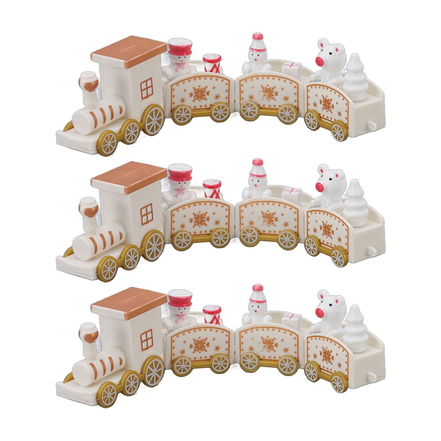 3 Sets Small Train Christmas Decorations Exquisite Mini Train Decor Set Christmas Decoration Props White V1294-YM3115220107413-0421