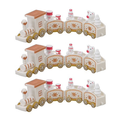 3 Sets Small Train Christmas Decorations Exquisite Mini Train Decor Set Christmas Decoration Props White V1294-YM3115220107413-0421