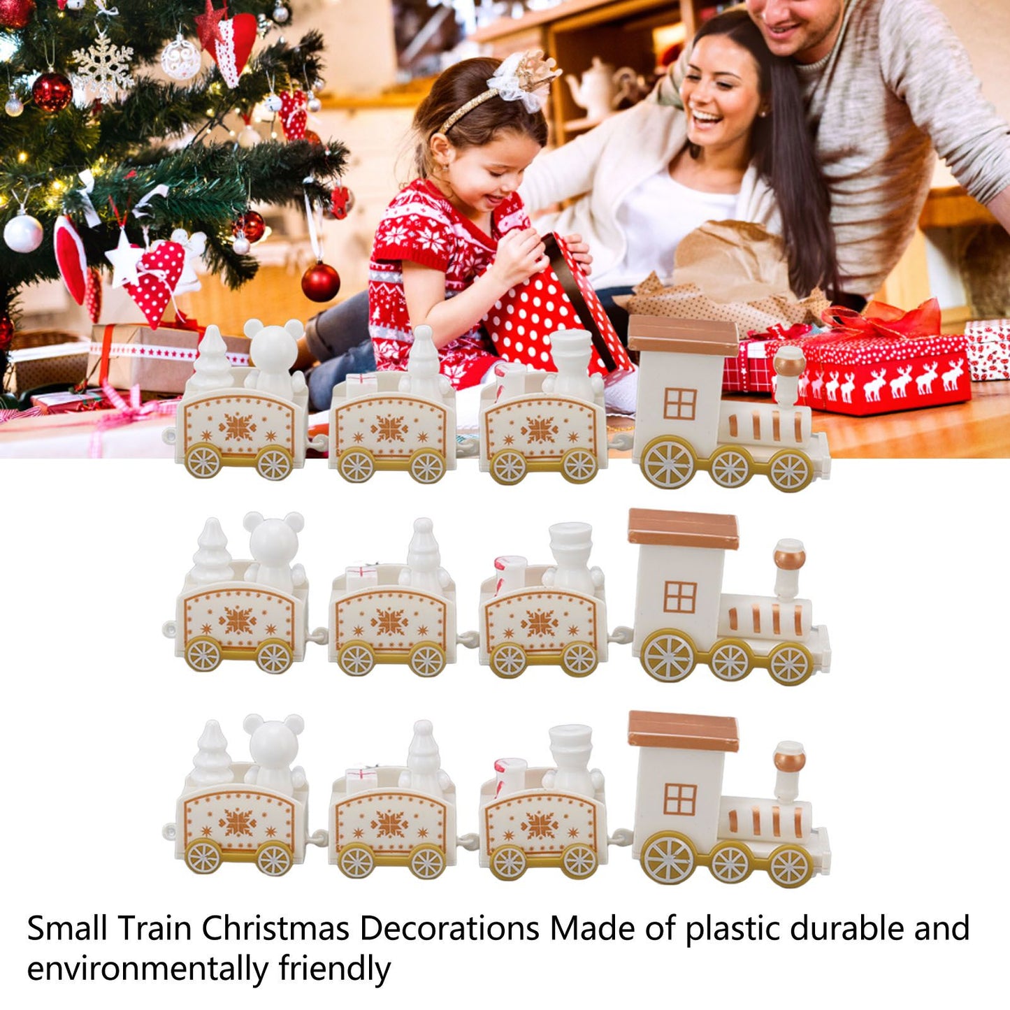 3 Sets Small Train Christmas Decorations Exquisite Mini Train Decor Set Christmas Decoration Props White V1294-YM3115220107413-0421