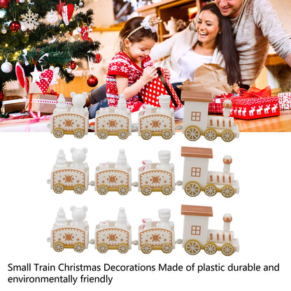 3 Sets Small Train Christmas Decorations Exquisite Mini Train Decor Set Christmas Decoration Props White V1294-YM3115220107413-0421