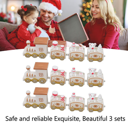 3 Sets Small Train Christmas Decorations Exquisite Mini Train Decor Set Christmas Decoration Props White V1294-YM3115220107413-0421