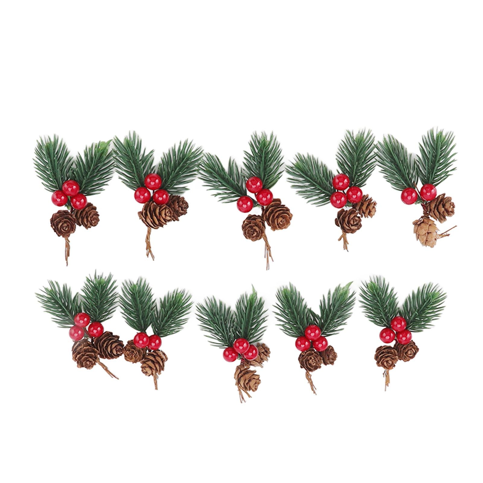 10Pcs Christmas Picks Pinecone Red Berry Pin Needle Artificial Delicate Christmas Decorations V1294-YM3115220107711-0421