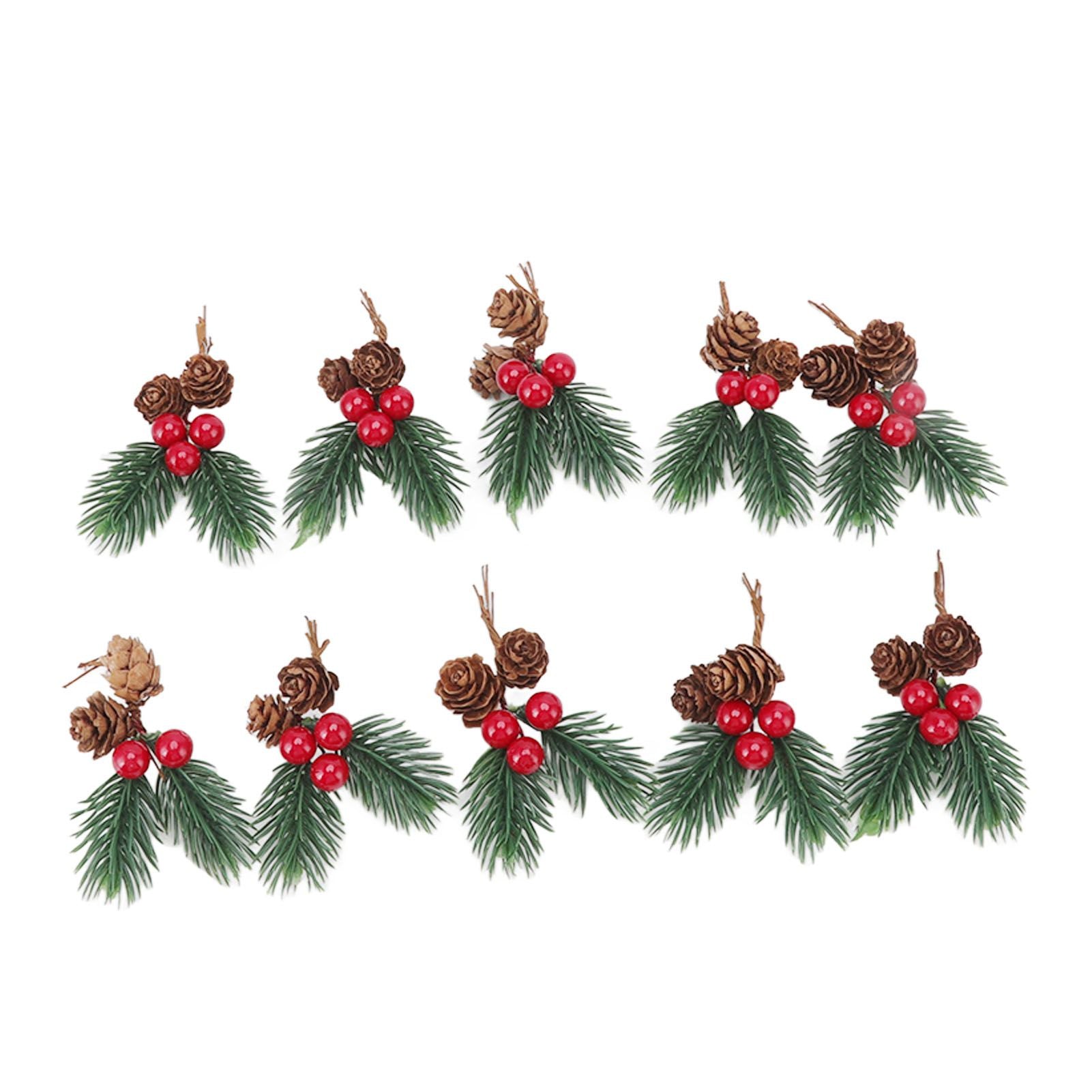 10Pcs Christmas Picks Pinecone Red Berry Pin Needle Artificial Delicate Christmas Decorations V1294-YM3115220107711-0421
