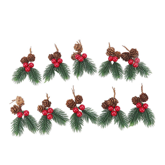 10Pcs Christmas Picks Pinecone Red Berry Pin Needle Artificial Delicate Christmas Decorations V1294-YM3115220107711-0421