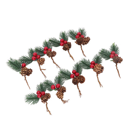 10Pcs Christmas Picks Pinecone Red Berry Pin Needle Artificial Delicate Christmas Decorations V1294-YM3115220107711-0421
