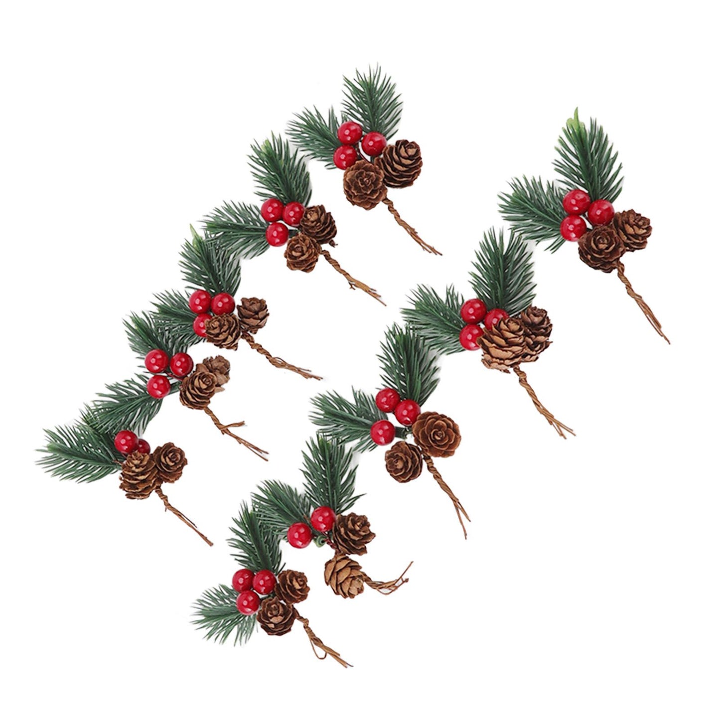 10Pcs Christmas Picks Pinecone Red Berry Pin Needle Artificial Delicate Christmas Decorations V1294-YM3115220107711-0421