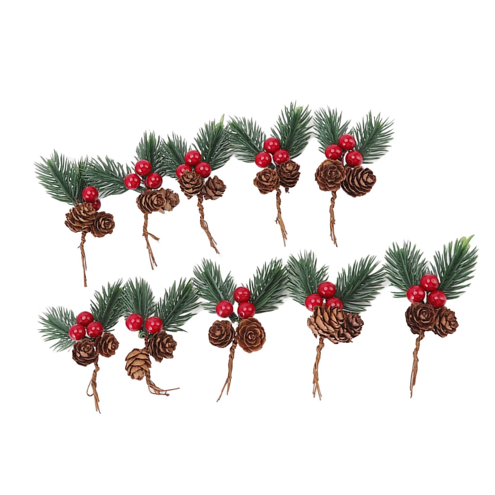 10Pcs Christmas Picks Pinecone Red Berry Pin Needle Artificial Delicate Christmas Decorations V1294-YM3115220107711-0421