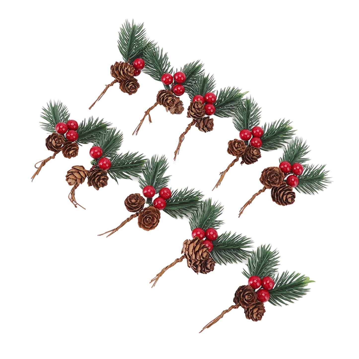 10Pcs Christmas Picks Pinecone Red Berry Pin Needle Artificial Delicate Christmas Decorations V1294-YM3115220107711-0421