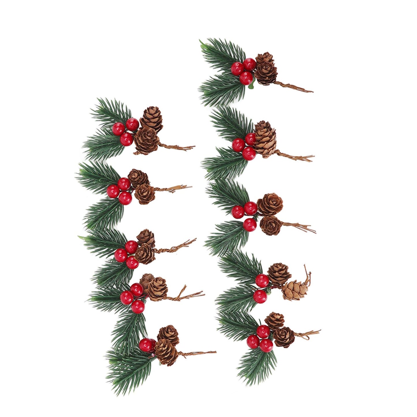 10Pcs Christmas Picks Pinecone Red Berry Pin Needle Artificial Delicate Christmas Decorations V1294-YM3115220107711-0421