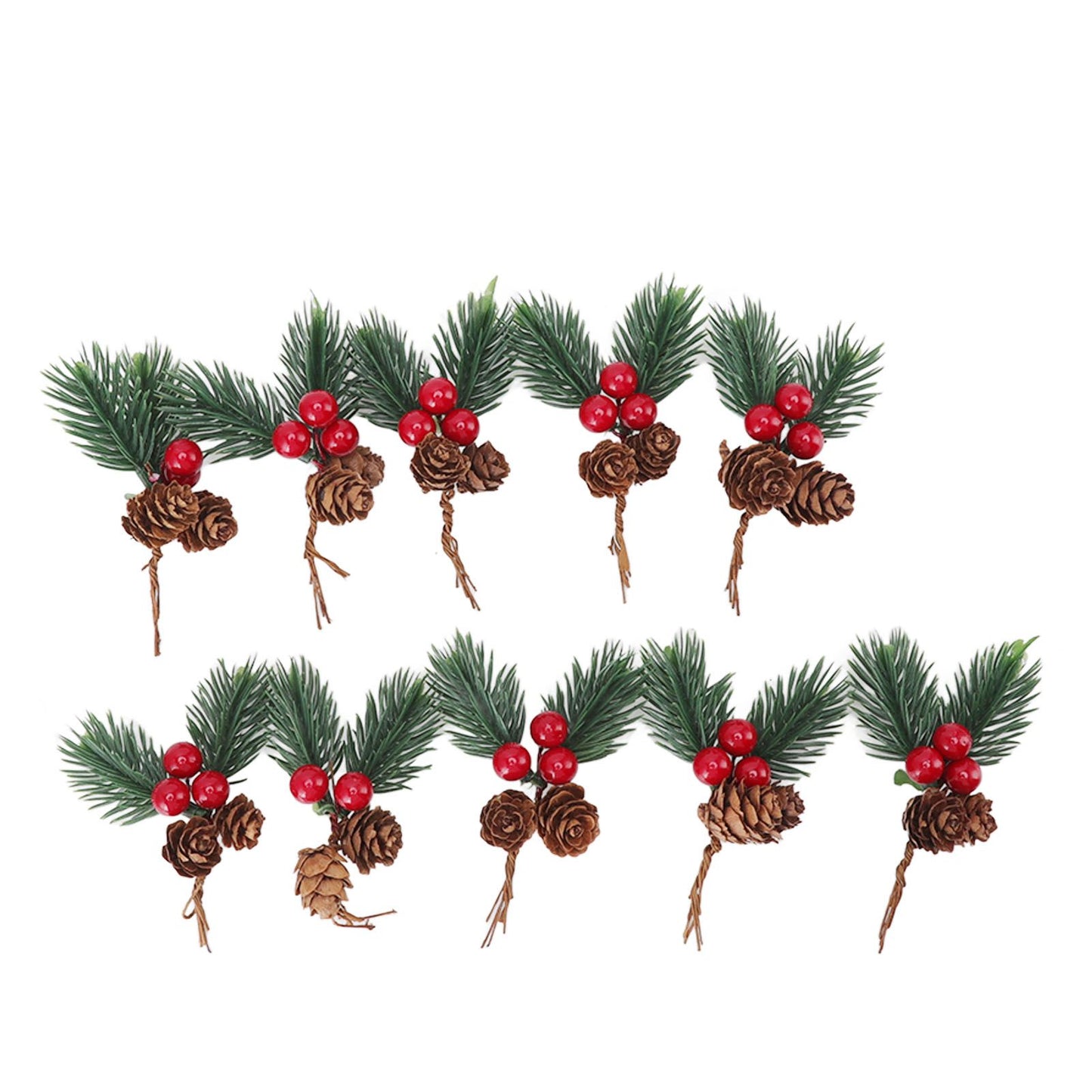 10Pcs Christmas Picks Pinecone Red Berry Pin Needle Artificial Delicate Christmas Decorations V1294-YM3115220107711-0421