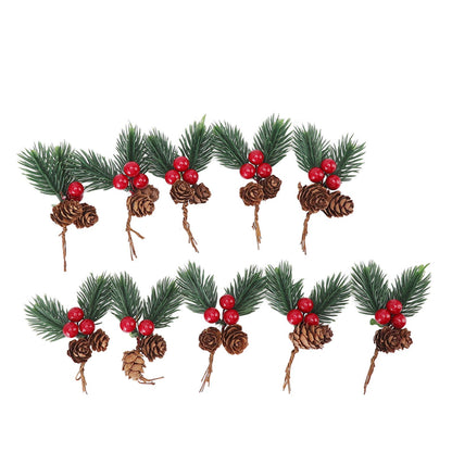 10Pcs Christmas Picks Pinecone Red Berry Pin Needle Artificial Delicate Christmas Decorations V1294-YM3115220107711-0421