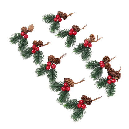 10Pcs Christmas Picks Pinecone Red Berry Pin Needle Artificial Delicate Christmas Decorations V1294-YM3115220107711-0421