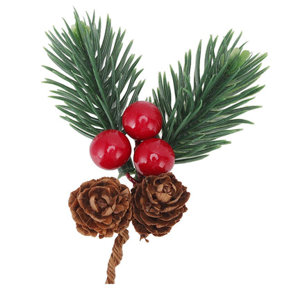 10Pcs Christmas Picks Pinecone Red Berry Pin Needle Artificial Delicate Christmas Decorations V1294-YM3115220107711-0421